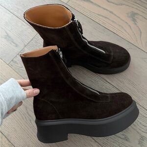 Steve Madden Brown Suede Boots with Silver Zip